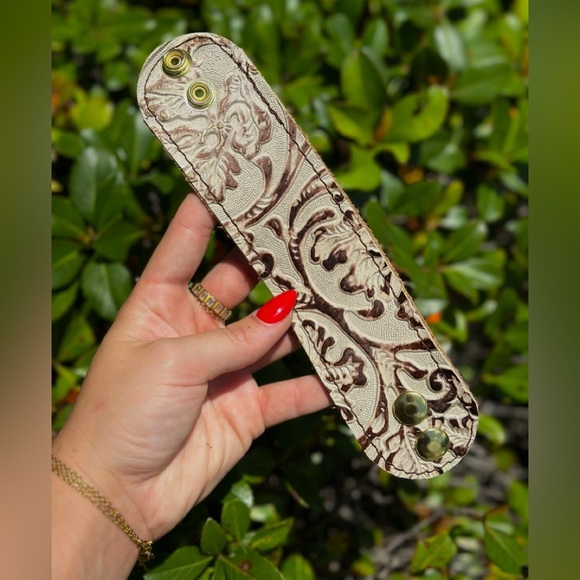 Embossed Leather Wide Band Bracelet - Picture 1 of 2